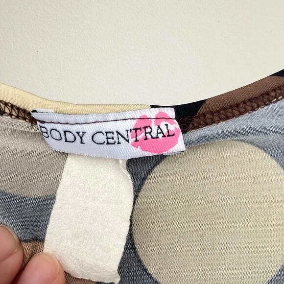 Vintage Y2K brown polka dot surplice bust top 2000s boho chic retro twee - Picture 5 of 6